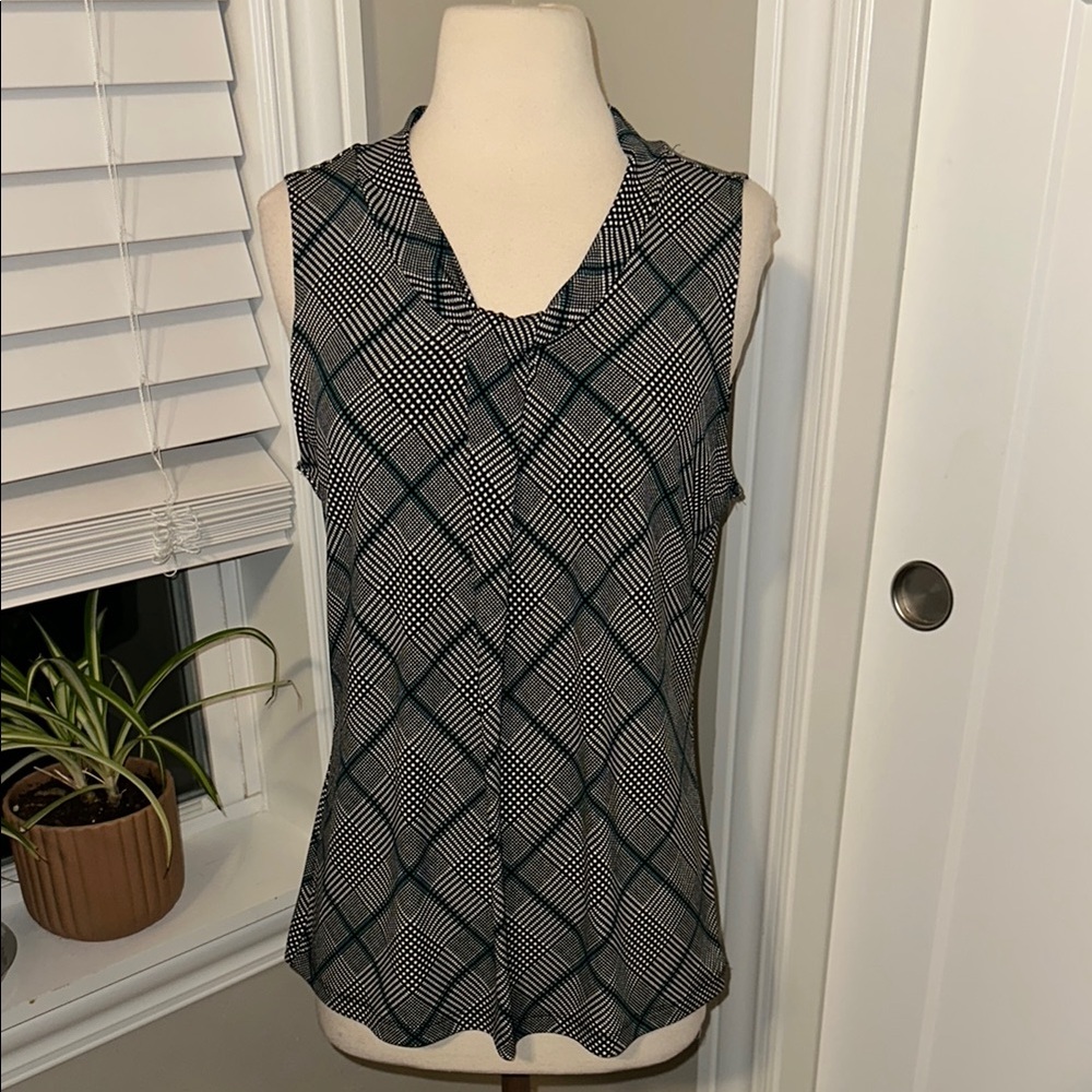 Christopher & Banks Gray Fitted Buttoned Blouse Size Medium